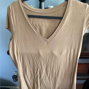 Express Tan V-Neck Bodysuit